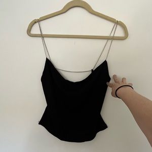 Super down Backless Top W Metallic Strap